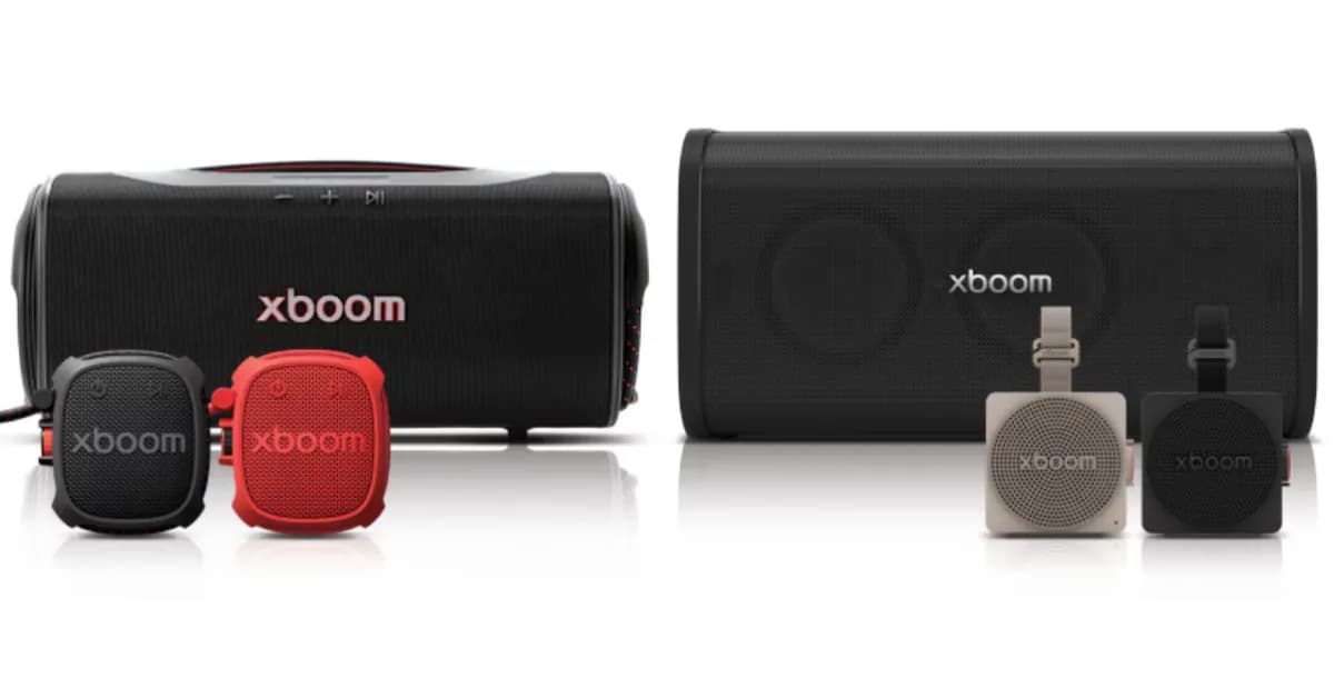 Gamme de haut-parleurs Bluetooth LG Xboom 2026 présentée au CES, incluant les modèles Stage 501, Blast, Mini et Rock, développés avec Will.i.am.