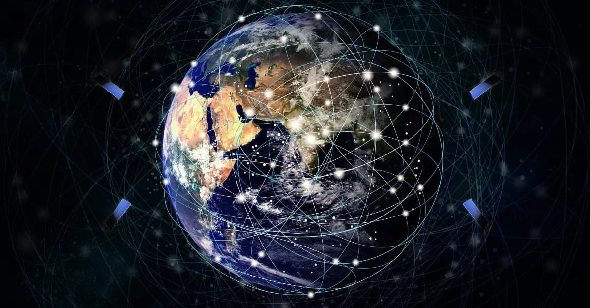Illustration numérique représentant la constellation de satellites Starlink autour de la Terre, symbolisant la reconfiguration orbitale annoncée par SpaceX.